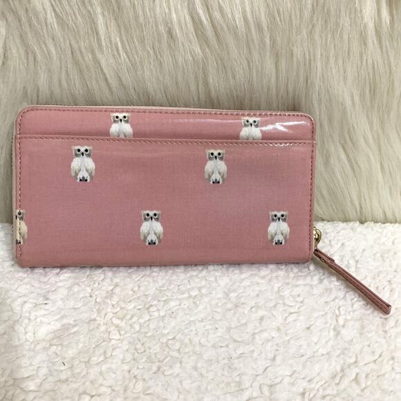 KATE SPADE Daycation Pink PAINTERLY OWL Zip Around NEDA Wallet - Picture 5 of 13